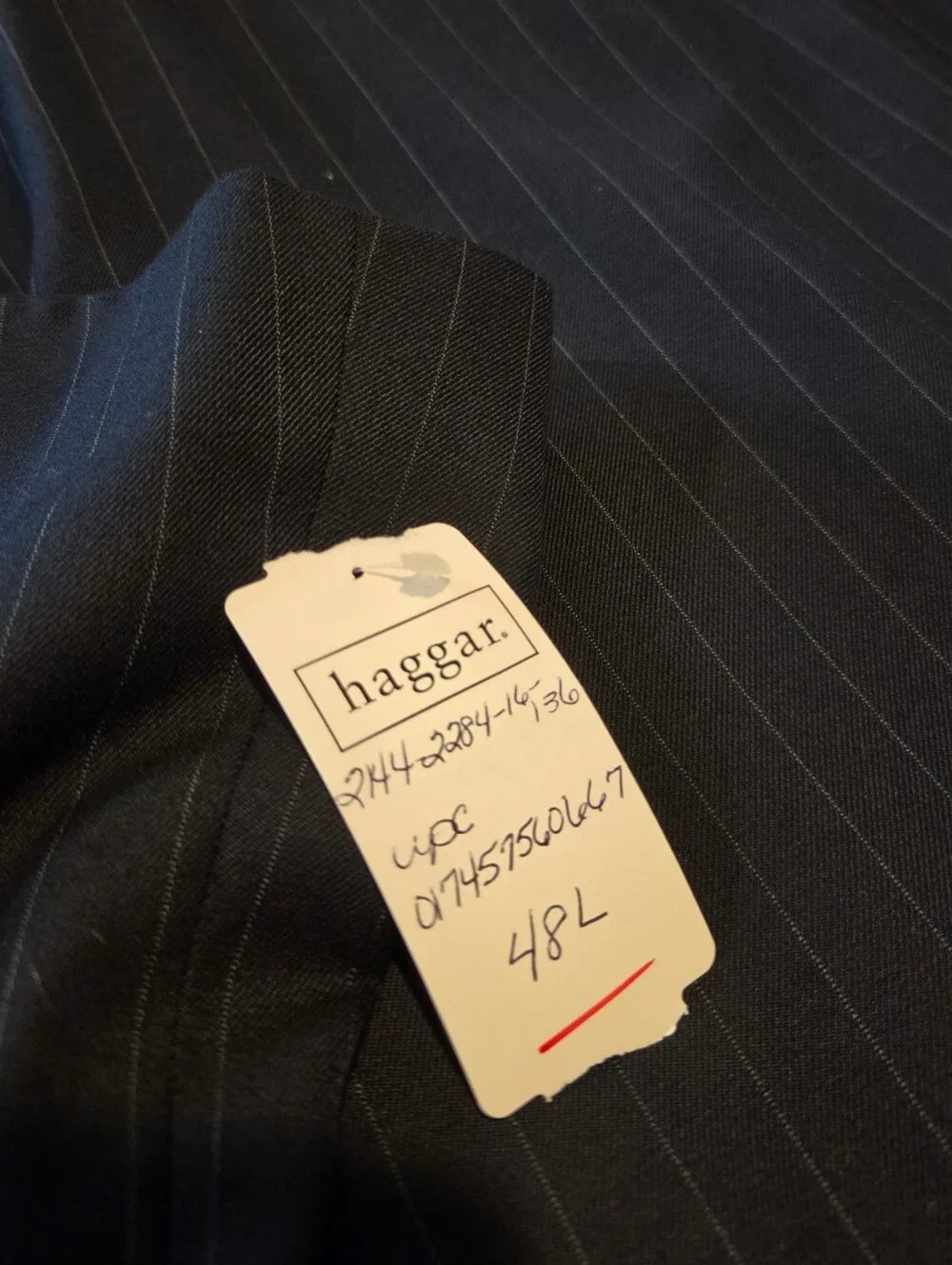 Haggar Sport Coat Blazer Mens 48L Navy Blue Pinstripe Suit Jacket Academia NEW